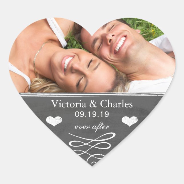 Ever After Chalkboard Wedding Save the Date Seal (Front)