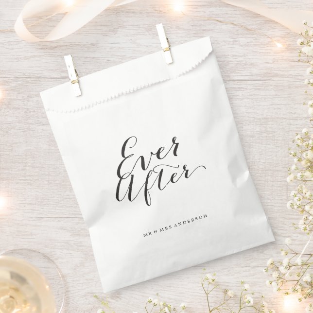 Ever After Script Chic Calligraphy Name Wedding Favour Bags (Clipped)