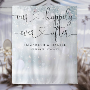 Ever After Script Winter Wedding Photo Backdrop Tapestry