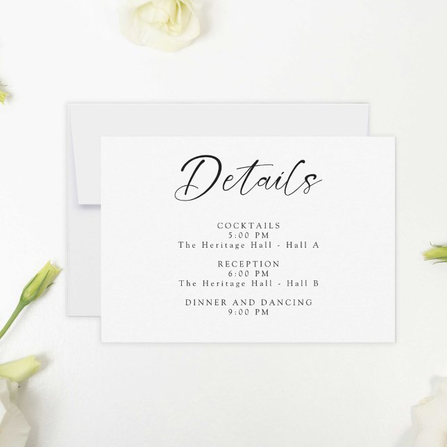 Ever After Wedding Minimal Details Reception Black RSVP Card (Creator Uploaded)