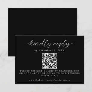 Ever After Wedding Minimal QR Code Kindly Reply R RSVP Card