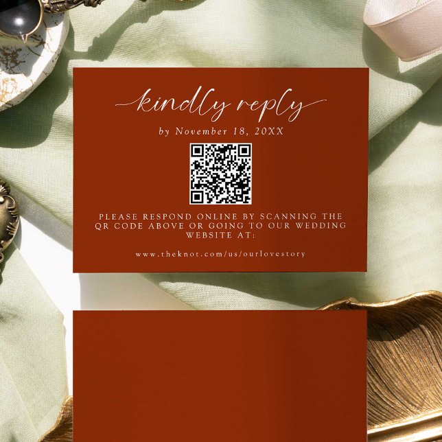 Ever After Wedding Minimal QR Code Kindly Reply  R RSVP Card (Creator Uploaded)