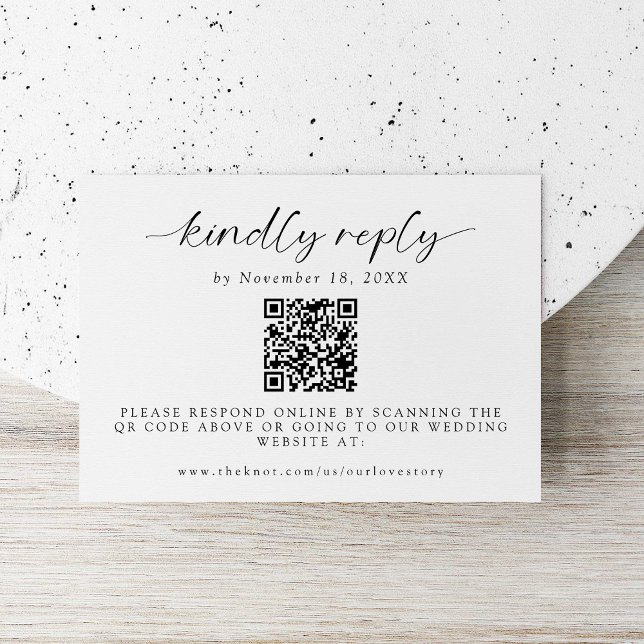 Ever After Wedding Minimal QR Code Kindly Reply  RSVP Card (Creator Uploaded)