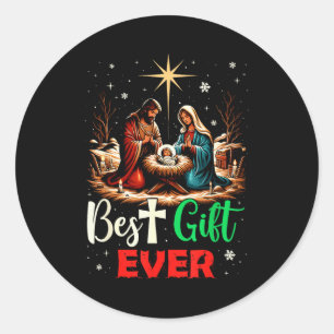 Ever Christmas Cool Jesus Nativity Scene Christian Classic Round Sticker