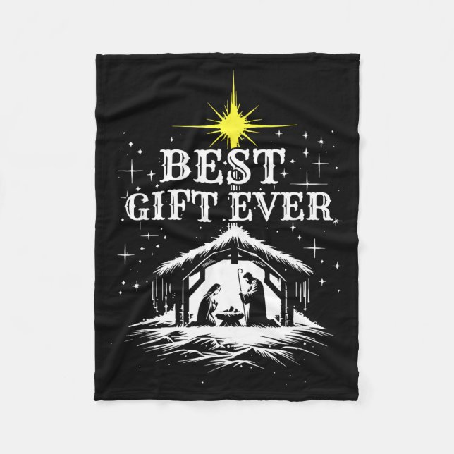 Ever Christmas Cool Jesus Nativity Scene Christian Fleece Blanket (Front)