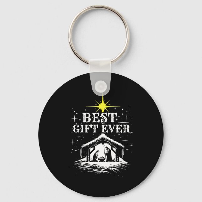 Ever Christmas Cool Jesus Nativity Scene Christian Key Ring (Front)
