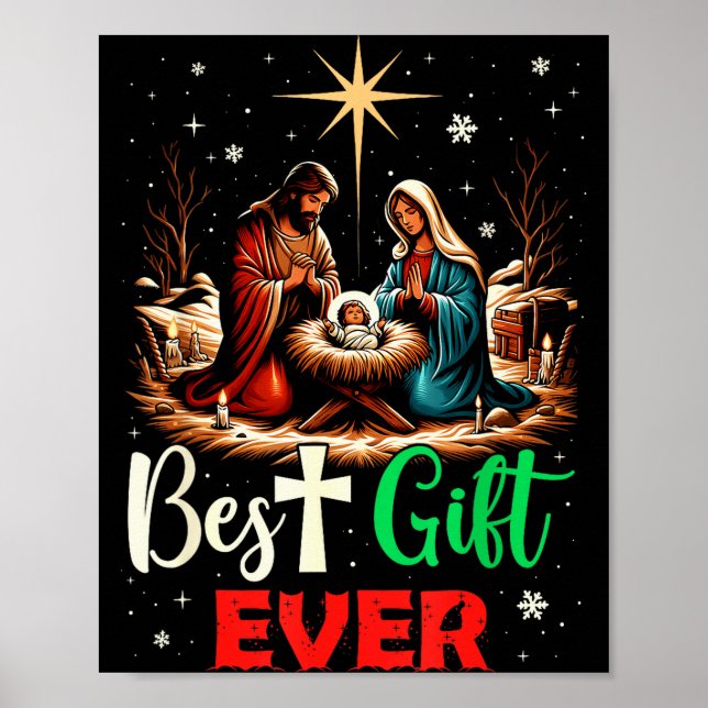 Ever Christmas Cool Jesus Nativity Scene Christian Poster (Front)