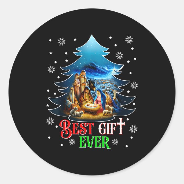 Ever Christmas Jesus Nativity Scene Merry Christma Classic Round Sticker (Front)
