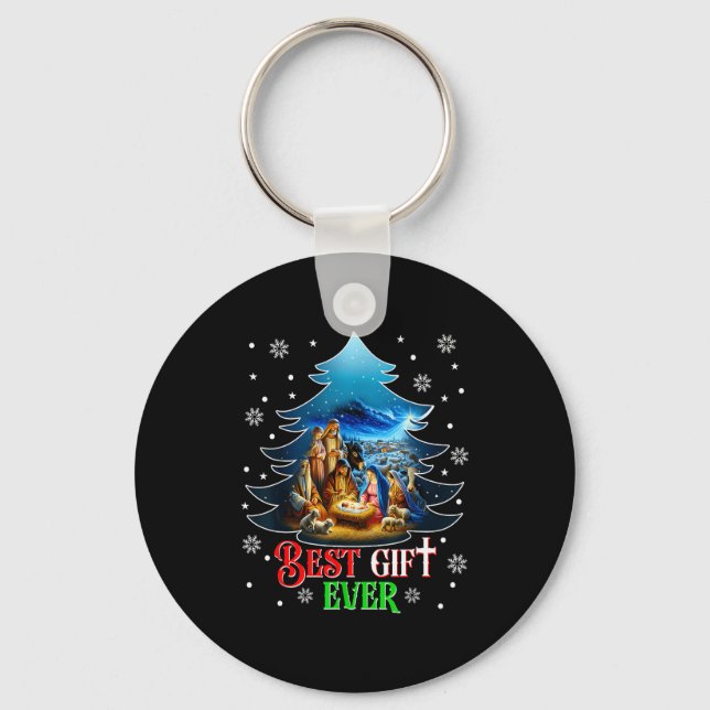 Ever Christmas Jesus Nativity Scene Merry Christma Key Ring (Front)