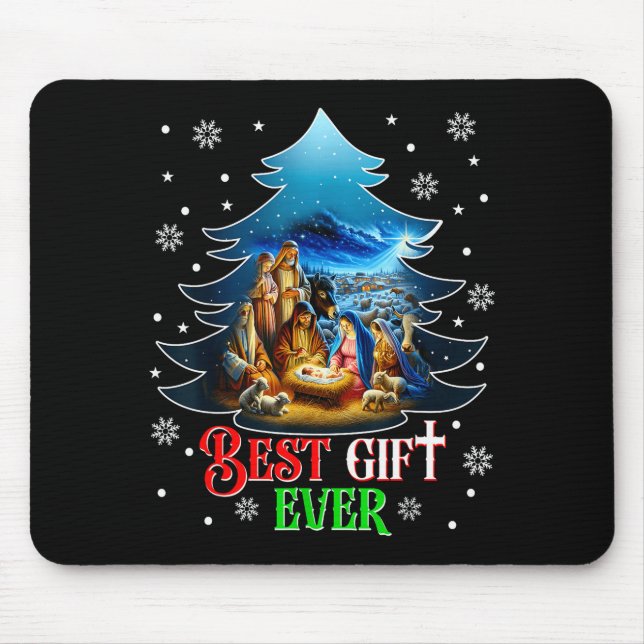 Ever Christmas Jesus Nativity Scene Merry Christma Mouse Mat (Front)