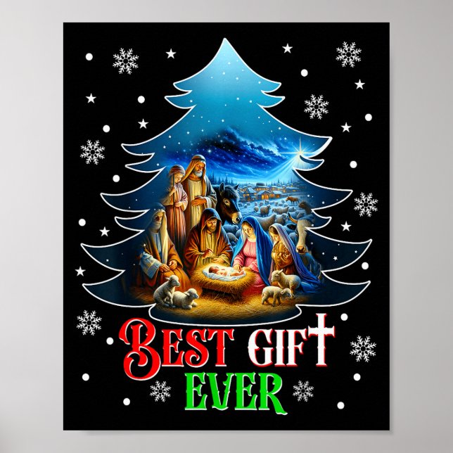 Ever Christmas Jesus Nativity Scene Merry Christma Poster (Front)