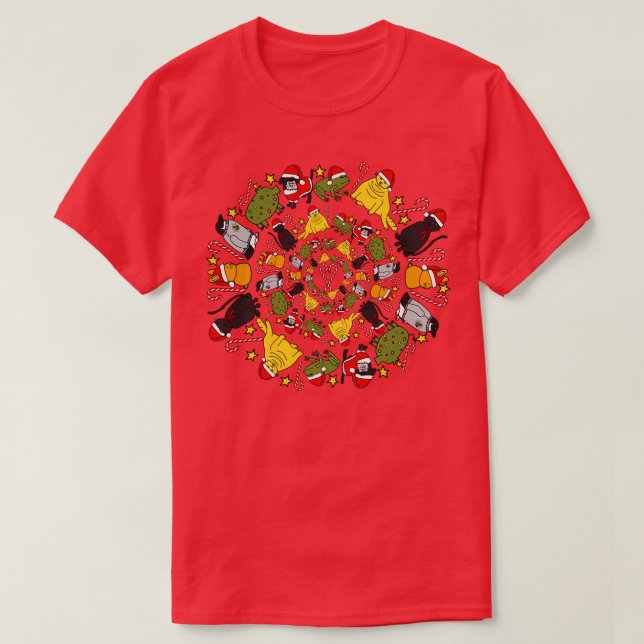 Ever Decreasing Circles Cute Christmas Animals Sta T-Shirt (Design Front)