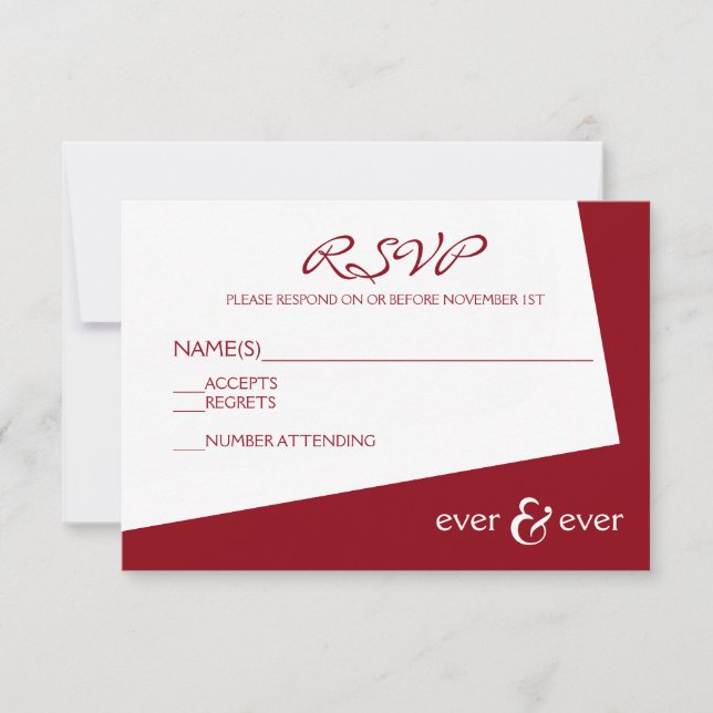 Ever & Ever Burgundy Angle - RSVP Card (Front)