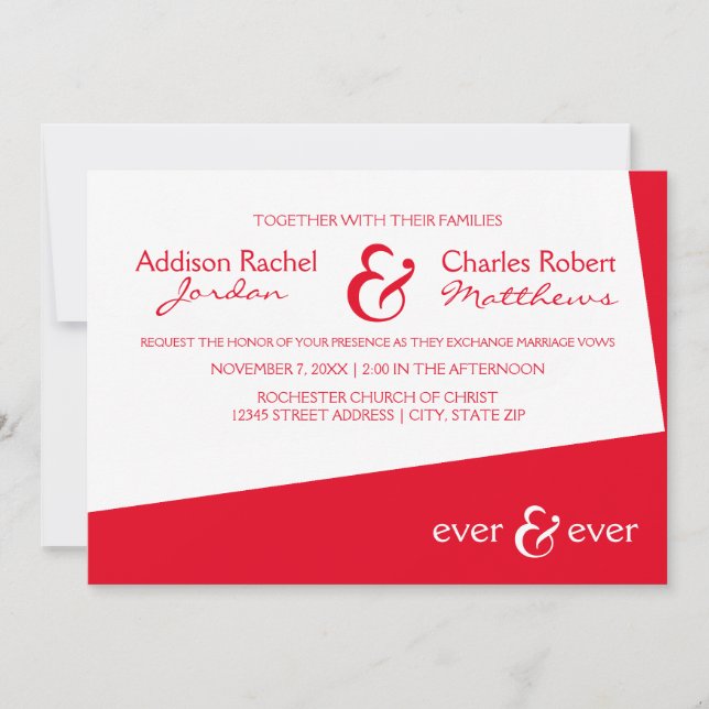 Ever & Ever Red Angle - Wedding Invitation (Front)