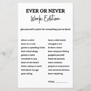 Ever or Never Work Game, Office Party Games