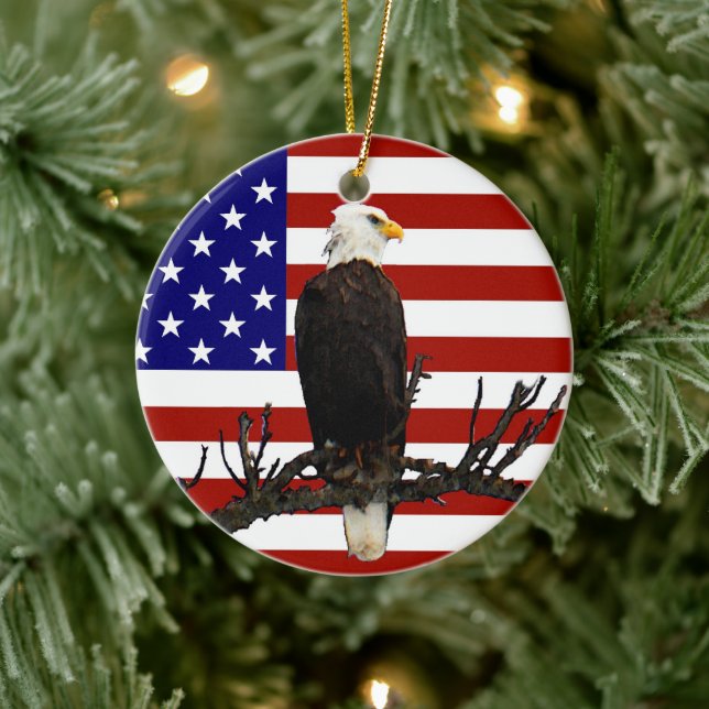 Ever Vigilant Bald Eagle Ceramic Tree Decoration (Tree)