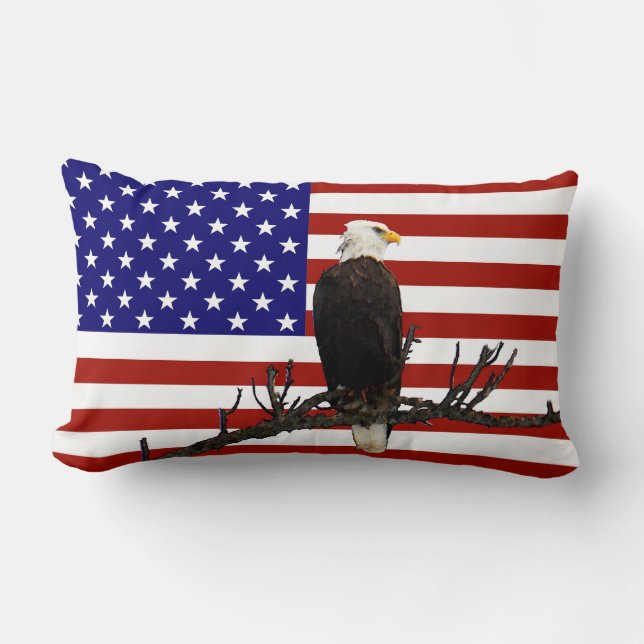 Ever Vigilant Bald Eagle Lumbar Cushion (Front)
