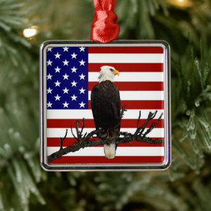 Ever Vigilant Bald Eagle Metal Tree Decoration