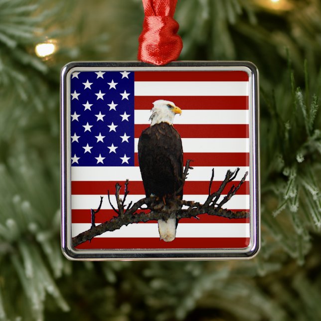 Ever Vigilant Bald Eagle Metal Tree Decoration (Tree)