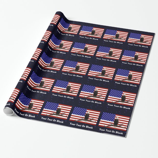 Ever Vigilant Bald Eagle Wrapping Paper (Unrolled)