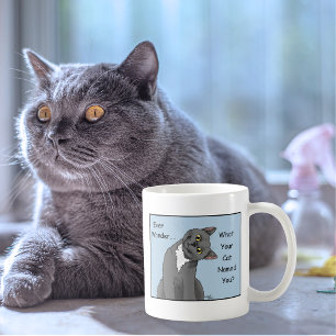 Ever Wonder Curious Cat Blue Coffee Mug