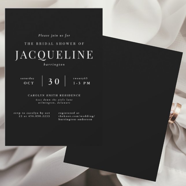 Ever Yours Black Elegant Bridal Shower Invitation (Creator Uploaded)