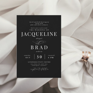 Ever Yours Black Elegant Parents Wedding Invitation