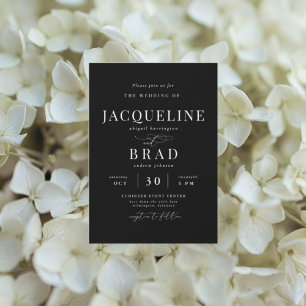 Ever Yours Black Elegant Wedding Invitation