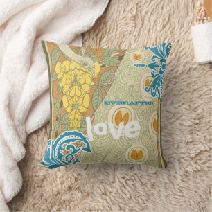 Everafter Bride Teal & Tangerine Peacock Birdcage Cushion