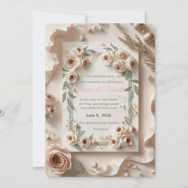 EverBloom Wedding Invitation – A Year of Celebrati (Front)