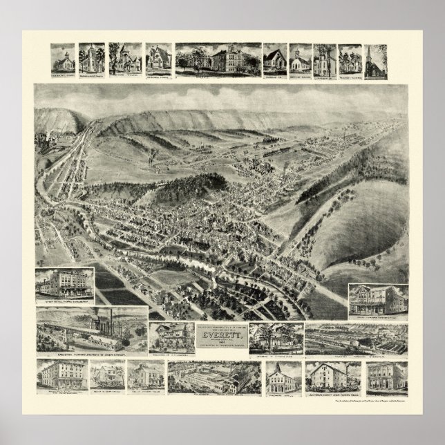 Everett, PA Panoramic Map - 1905 Poster (Front)