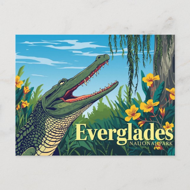 Everglades Alligator Vintage Poster Art Postcard (Front)