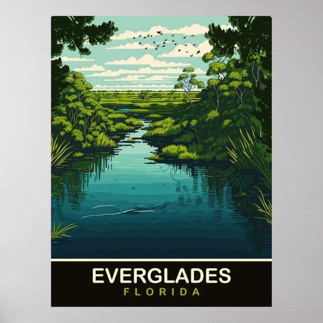 Everglades, Florida, Travel Poster (Front)