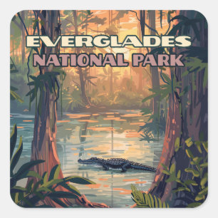 Everglades National Park Alligator Swamp Florida Square Sticker