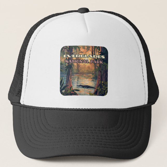 Everglades National Park Alligator Swamp Florida Trucker Hat (Front)
