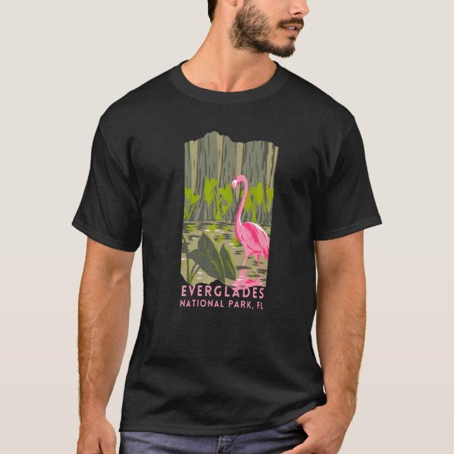 Everglades National Park Flamingo Camping Hiking V T-Shirt (Front)