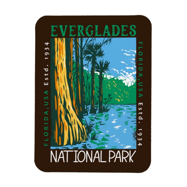  Everglades National Park Florida Distressed Retro Magnet (Vertical)