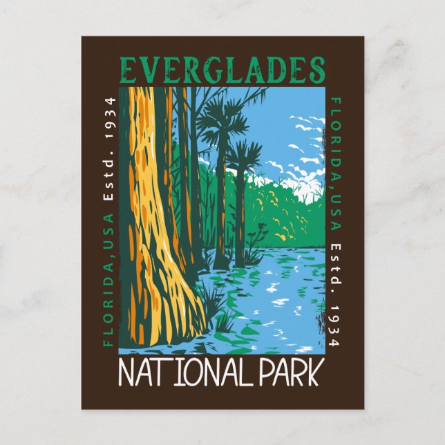  Everglades National Park Florida Distressed Retro Postcard (Front)