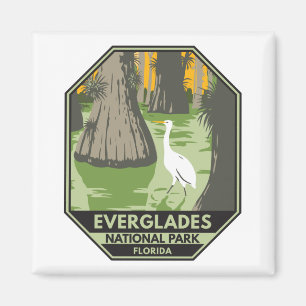 Everglades National Park Florida Egret Vintage  Magnet