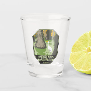 Everglades National Park Florida Egret Vintage Shot Glass