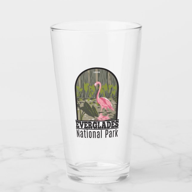 Everglades National Park Florida Flamingo Vintage Glass (Front)