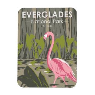 Everglades National Park Florida Flamingo Vintage Magnet
