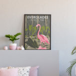Everglades National Park Florida Flamingo Vintage Poster<br><div class="desc">Everglades vector artwork design. The park is made up of coastal mangroves,  sawgrass marshes and pine flatwoods that are home to hundreds of animal species.</div>