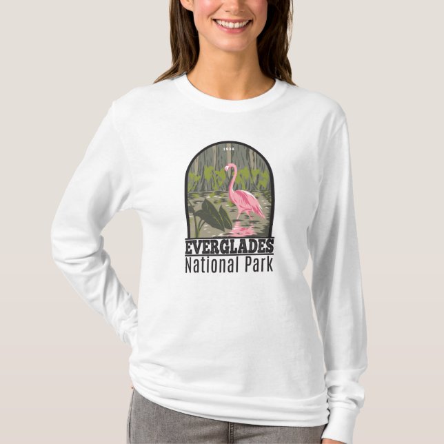 Everglades National Park Florida Flamingo Vintage T-Shirt (Front)