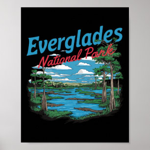 Everglades National Park Illustration Hiking Retro Poster