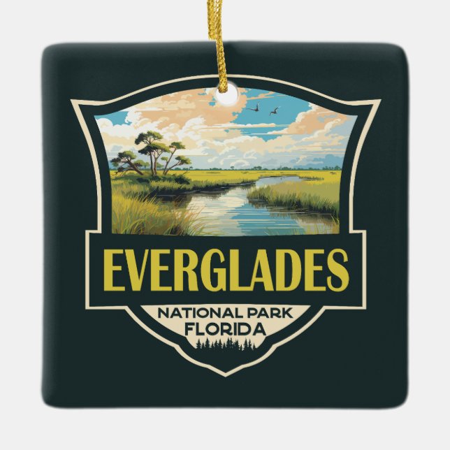 Everglades National Park Illustration Travel Art Ceramic Ornament (Front)