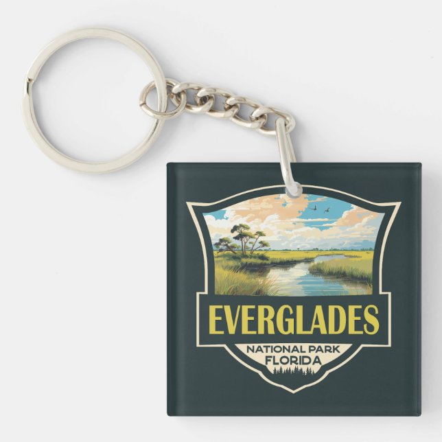 Everglades National Park Illustration Travel Art Key Ring (Front)