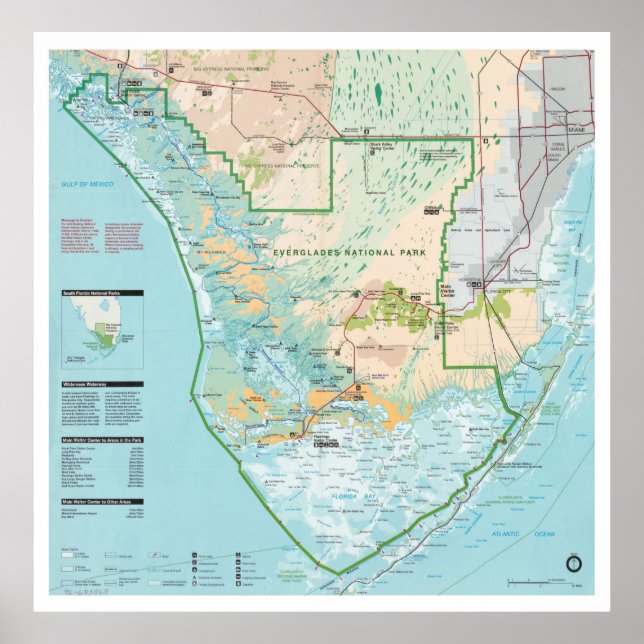 Everglades National Park Map (1996) Southern FL Poster (Front)