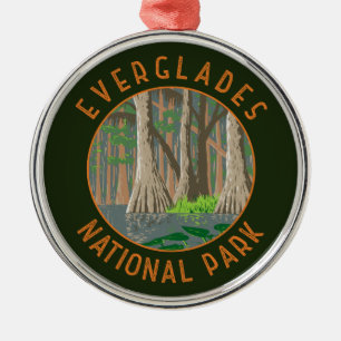 Everglades National Park Retro Distressed Circle Metal Tree Decoration