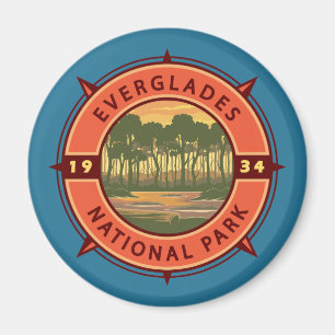 Everglades National Park Sunset Retro Compass Magnet